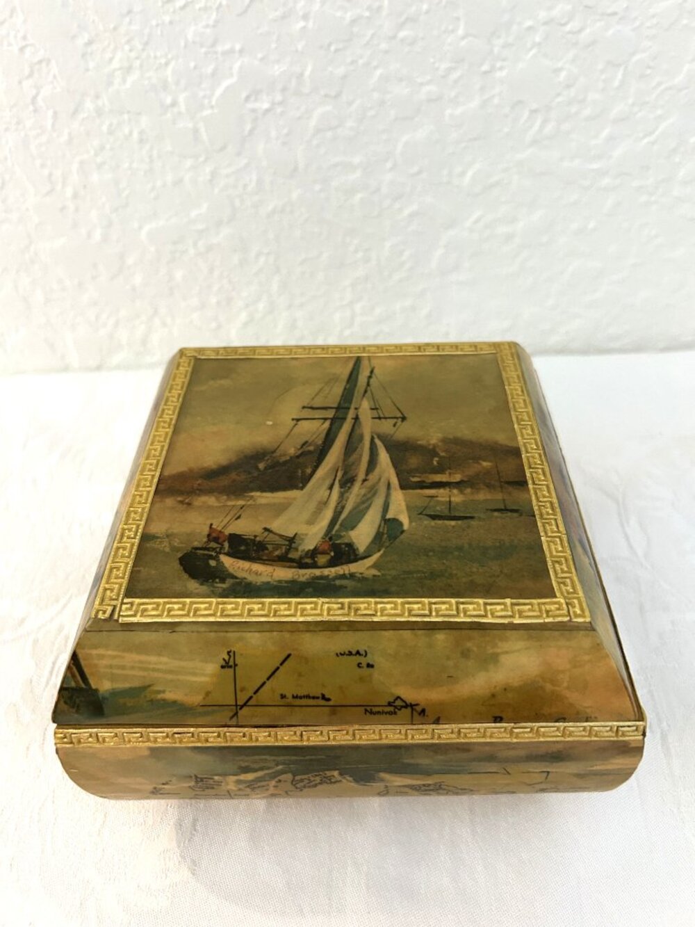 1950s Art Deco Nautical Wood Chest